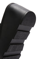 Women's Black Double Buckle Wedge Heeled Slippers | Derimod Women's Black Double Buckle Wedge Heeled Slippers | Derimod