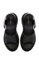 Women's Black Ankle Strap Thick Soled Sandals | Derimod Women's Black Ankle Strap Thick Soled Sandals | Derimod