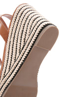 Kadın Taba Bilekten Bantlı Dolgu Topuklu Sandalet | Derimod Kadın Taba Bilekten Bantlı Dolgu Topuklu Sandalet | Derimod