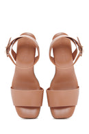 Kadın Taba Bilekten Bantlı Dolgu Topuklu Sandalet | Derimod Kadın Taba Bilekten Bantlı Dolgu Topuklu Sandalet | Derimod