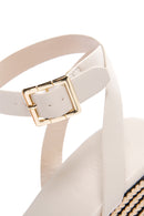 Kadın Bej Bilekten Bantlı Dolgu Topuklu Sandalet | Derimod Kadın Bej Bilekten Bantlı Dolgu Topuklu Sandalet | Derimod