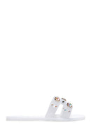 Women's White Jelly Stone Slippers | Derimod Women's White Jelly Stone Slippers | Derimod