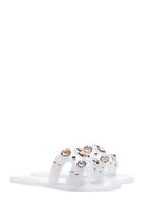 Women's White Jelly Stone Slippers | Derimod Women's White Jelly Stone Slippers | Derimod