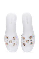 Women's White Jelly Stone Slippers | Derimod Women's White Jelly Stone Slippers | Derimod
