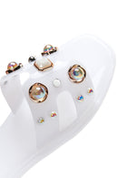 Women's White Jelly Stone Slippers | Derimod Women's White Jelly Stone Slippers | Derimod