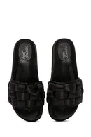 Kadın Siyah Kalın Tabanlı Örgü Desenli Terlik | Derimod Kadın Siyah Kalın Tabanlı Örgü Desenli Terlik | Derimod