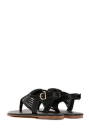 Women's Black Ankle Strap Flip Flops Sandals | Derimod Women's Black Ankle Strap Flip Flops Sandals | Derimod