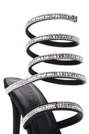 Women's Black Ankle Strap Thin Heel Stone Sandals | Derimod Women's Black Ankle Strap Thin Heel Stone Sandals | Derimod