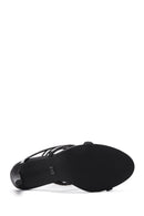 Women's Black Ankle Strap Thin Heel Stone Sandals | Derimod Women's Black Ankle Strap Thin Heel Stone Sandals | Derimod