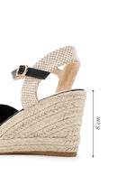 Women's Black Ankle Strap Wedge Heeled Espadrille | Derimod Women's Black Ankle Strap Wedge Heeled Espadrille | Derimod