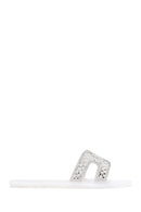 Women's White Stone Jelly Slippers | Derimod Women's White Stone Jelly Slippers | Derimod