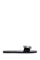 Women's Black Jelly Stone-Embellished Slippers | Derimod Women's Black Jelly Stone-Embellished Slippers | Derimod