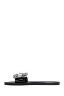 Women's Black Jelly Stone-Embellished Slippers | Derimod Women's Black Jelly Stone-Embellished Slippers | Derimod