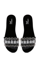 Women's Black Jelly Stone-Embellished Slippers | Derimod Women's Black Jelly Stone-Embellished Slippers | Derimod
