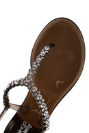 Kadın Siyah Bilekten Bantlı Taşlı Parmak Arası Sandalet | Derimod Kadın Siyah Bilekten Bantlı Taşlı Parmak Arası Sandalet | Derimod