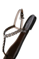 Kadın Siyah Bilekten Bantlı Taşlı Parmak Arası Sandalet | Derimod Kadın Siyah Bilekten Bantlı Taşlı Parmak Arası Sandalet | Derimod