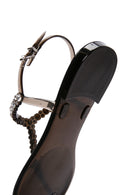 Kadın Siyah Bilekten Bantlı Taşlı Parmak Arası Sandalet | Derimod Kadın Siyah Bilekten Bantlı Taşlı Parmak Arası Sandalet | Derimod