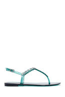 Kadın Mavi Bilekten Bantlı Taşlı Parmak Arası Sandalet | Derimod Kadın Mavi Bilekten Bantlı Taşlı Parmak Arası Sandalet | Derimod