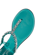 Women's Blue Ankle Strap Stone Flip Flops Sandals | Derimod Women's Blue Ankle Strap Stone Flip Flops Sandals | Derimod
