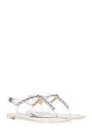 Kadın Şeffaf Bilekten Bantlı Taşlı Parmak Arası Sandalet | Derimod Kadın Şeffaf Bilekten Bantlı Taşlı Parmak Arası Sandalet | Derimod