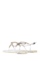 Kadın Şeffaf Bilekten Bantlı Taşlı Parmak Arası Sandalet | Derimod Kadın Şeffaf Bilekten Bantlı Taşlı Parmak Arası Sandalet | Derimod