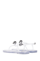 Women's Silver Jelly Stone Flip Flops Sandals | Derimod Women's Silver Jelly Stone Flip Flops Sandals | Derimod