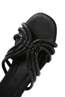 Women's Black Stone Slippers | Derimod Women's Black Stone Slippers | Derimod