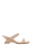 Kadın Bej Orta Topuklu Terlik | Derimod Kadın Bej Orta Topuklu Terlik | Derimod