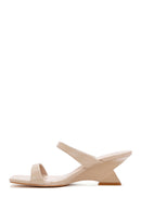 Kadın Bej Orta Topuklu Terlik | Derimod Kadın Bej Orta Topuklu Terlik | Derimod