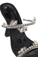 Women's Black Stone Thin Heeled Slippers | Derimod Women's Black Stone Thin Heeled Slippers | Derimod
