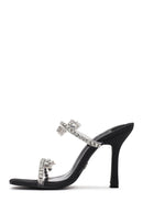 Women's Black Stone Thin Heeled Slippers | Derimod Women's Black Stone Thin Heeled Slippers | Derimod