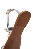 Kadın Gümüş Bilekten Bantlı Taşlı Sandalet | Derimod Kadın Gümüş Bilekten Bantlı Taşlı Sandalet | Derimod