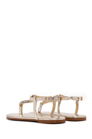 Kadın Altın Taşlı Parmak Arası Sandalet | Derimod Kadın Altın Taşlı Parmak Arası Sandalet | Derimod