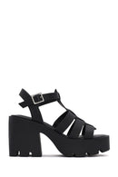 Women's Black Ankle Strap Platform Heeled Sandals | Derimod Women's Black Ankle Strap Platform Heeled Sandals | Derimod