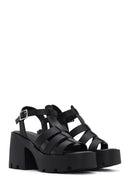 Women's Black Ankle Strap Platform Heeled Sandals | Derimod Women's Black Ankle Strap Platform Heeled Sandals | Derimod
