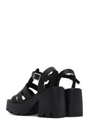 Women's Black Ankle Strap Platform Heeled Sandals | Derimod Women's Black Ankle Strap Platform Heeled Sandals | Derimod
