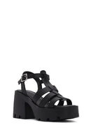 Women's Black Ankle Strap Platform Heeled Sandals | Derimod Women's Black Ankle Strap Platform Heeled Sandals | Derimod