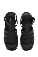 Women's Black Ankle Strap Platform Heeled Sandals | Derimod Women's Black Ankle Strap Platform Heeled Sandals | Derimod