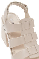 Kadın Bej Bantlı Platform Topuklu Sandalet | Derimod Kadın Bej Bantlı Platform Topuklu Sandalet | Derimod
