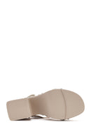 Women's Beige Strappy Platform Heeled Sandals | Derimod Women's Beige Strappy Platform Heeled Sandals | Derimod
