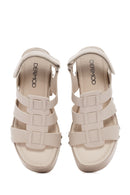 Women's Beige Strappy Platform Heeled Sandals | Derimod Women's Beige Strappy Platform Heeled Sandals | Derimod