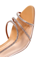 Kadın Bej Taşlı İnce Topuklu Sandalet | Derimod Kadın Bej Taşlı İnce Topuklu Sandalet | Derimod