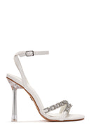 Women's White Ankle Strap Stone Thin Heel Sandals | Derimod Women's White Ankle Strap Stone Thin Heel Sandals | Derimod