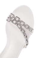 Women's White Ankle Strap Stone Thin Heel Sandals | Derimod Women's White Ankle Strap Stone Thin Heel Sandals | Derimod