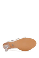 Women's White Ankle Strap Stone Thin Heel Sandals | Derimod Women's White Ankle Strap Stone Thin Heel Sandals | Derimod