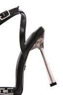 Kadın Siyah Bilekten Bantlı Taşlı İnce Topuklu Sandalet | Derimod Kadın Siyah Bilekten Bantlı Taşlı İnce Topuklu Sandalet | Derimod