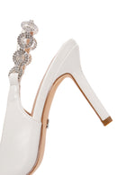 Kadın Beyaz Taşlı Arkası Açık İnce Topuklu Ayakkabı | Derimod Kadın Beyaz Taşlı Arkası Açık İnce Topuklu Ayakkabı | Derimod