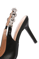 Kadın Siyah Taşlı Arkası Açık İnce Topuklu Ayakkabı | Derimod Kadın Siyah Taşlı Arkası Açık İnce Topuklu Ayakkabı | Derimod