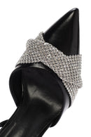 Kadın Siyah Arkası Açık Yüksek Topuklu Taşlı Stiletto | Derimod Kadın Siyah Arkası Açık Yüksek Topuklu Taşlı Stiletto | Derimod
