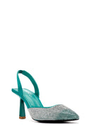 Kadın Yeşil Arkası Açık İnce Topuklu Ayakkabı | Derimod Kadın Yeşil Arkası Açık İnce Topuklu Ayakkabı | Derimod